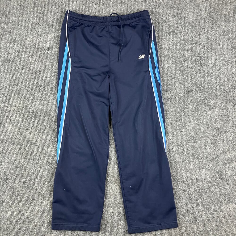 New Balance Track Pants Kids Medium Navy‎ Blue Striped Athletic Joggers Stretch